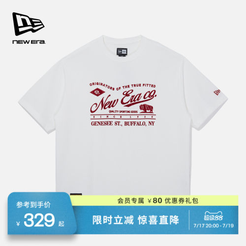 New Era纽亦华2026春季新款复古印花短袖T恤上衣街头宽松百搭