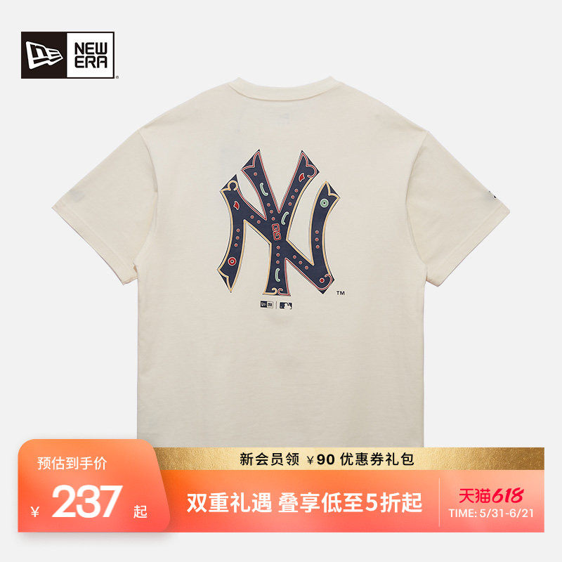 New Era纽亦华春夏新款MLB短袖T恤情侣NY刺绣复古透气半袖宽松