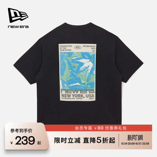 NEW ERA纽亦华2026春季新款海报印花短袖T恤圆领运动美式上衣