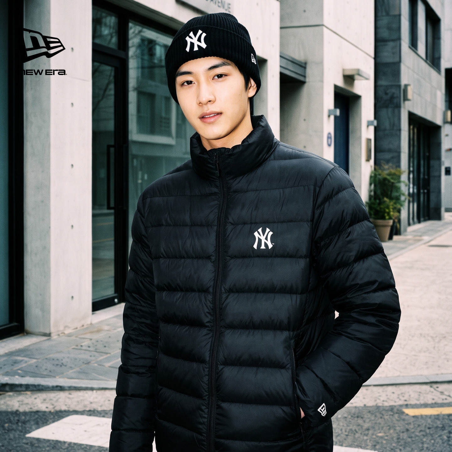 NEW ERA纽亦华26新品MLB轻量保暖经典立领排骨羽绒服男女同款NE