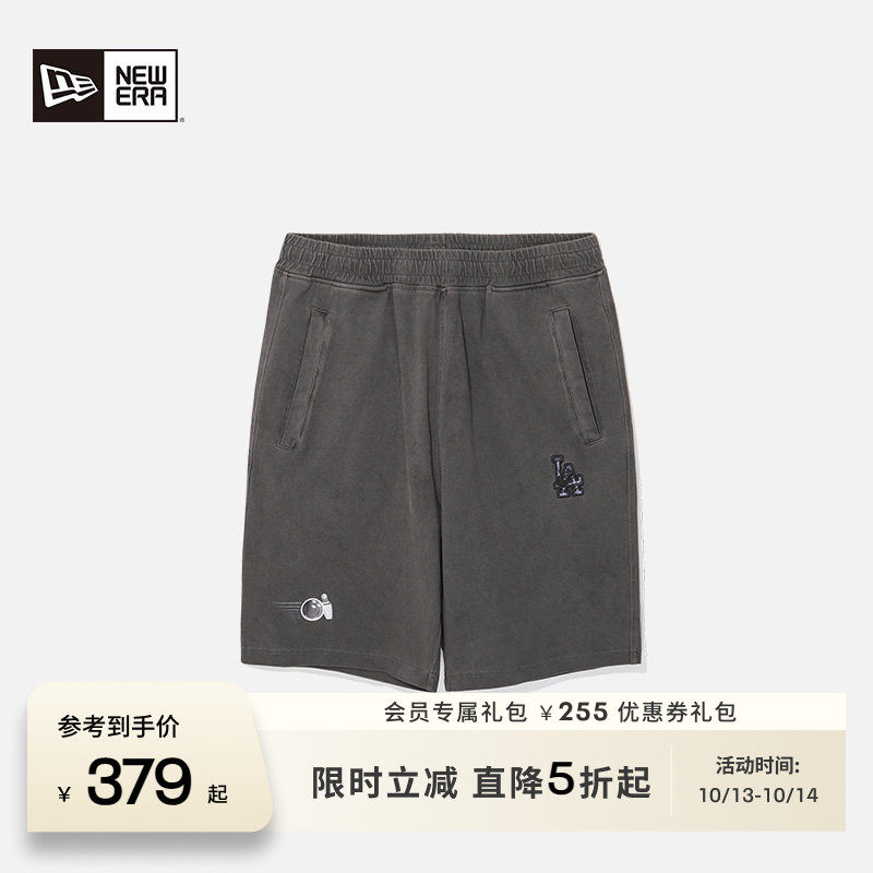 NEW ERA纽亦华秋季MLB宽松纯色复古水洗运动NY短裤五分裤NE