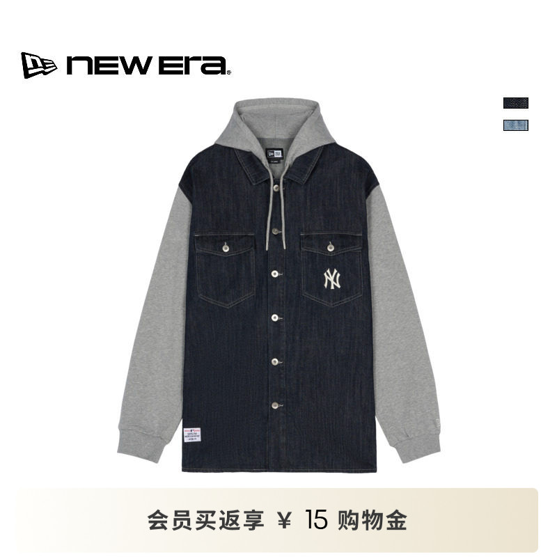 NEW ERA纽亦华26新品MLB连帽抽绳纽扣开衫运动休闲外套男女NE