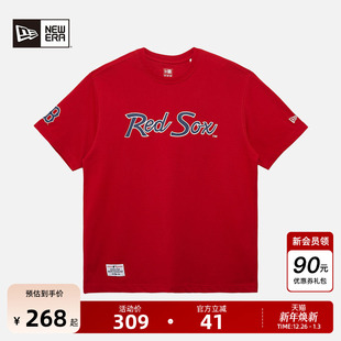 T恤圆领NY手写体印花宽松半袖 New MLB复古短袖 新款 Era纽亦华秋季