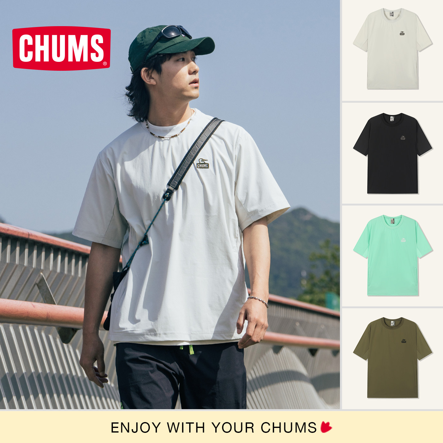 CHUMS洽洽鸟运动户外快干短袖T恤图片