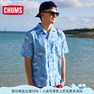 印花襯衫 CHUMS洽洽鳥休閑襯衫 寬松短袖 上衣CH02 戶外男女款 1105