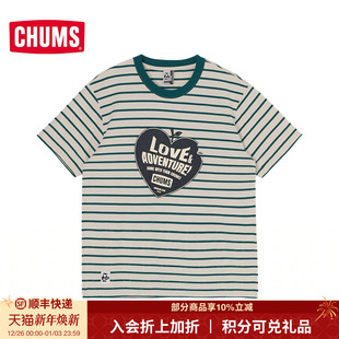 2519 CH01 CHUMS洽洽鸟运动户外休闲条纹爱心印花短袖 T恤男女同款