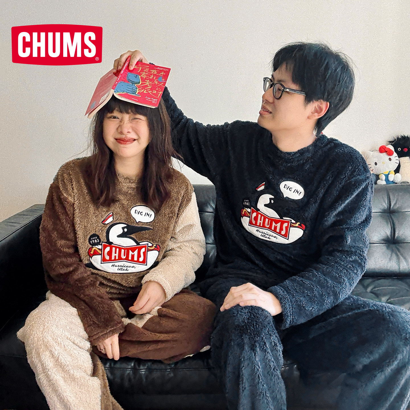 CHUMS洽洽鸟休闲抓绒睡衣套装珊瑚绒可外穿家居服25男女秋冬新款