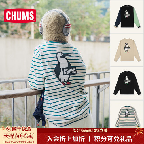 CHUMS长袖卫衣棉T恤圆领印花