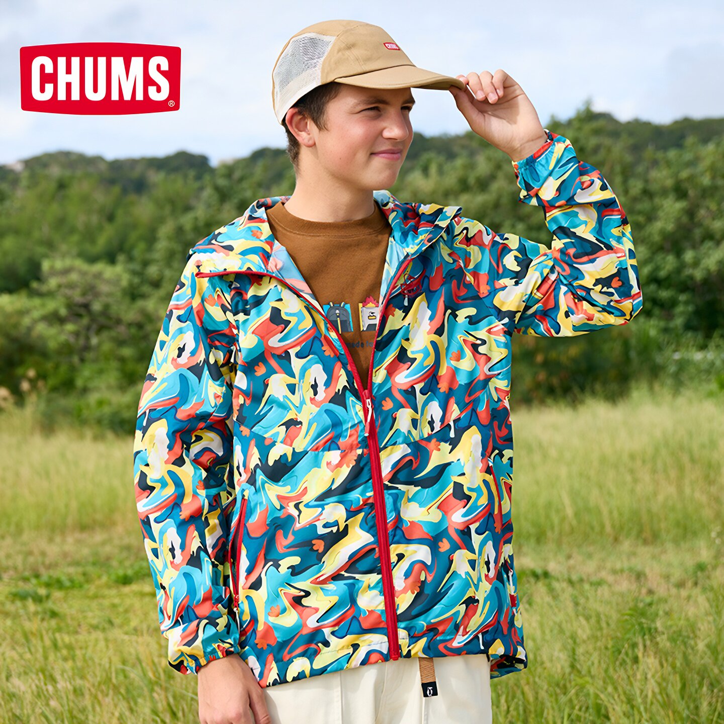 CHUMS洽洽鸟户外运动外套皮肤衣男女同款轻薄连帽夹克CH04-1349