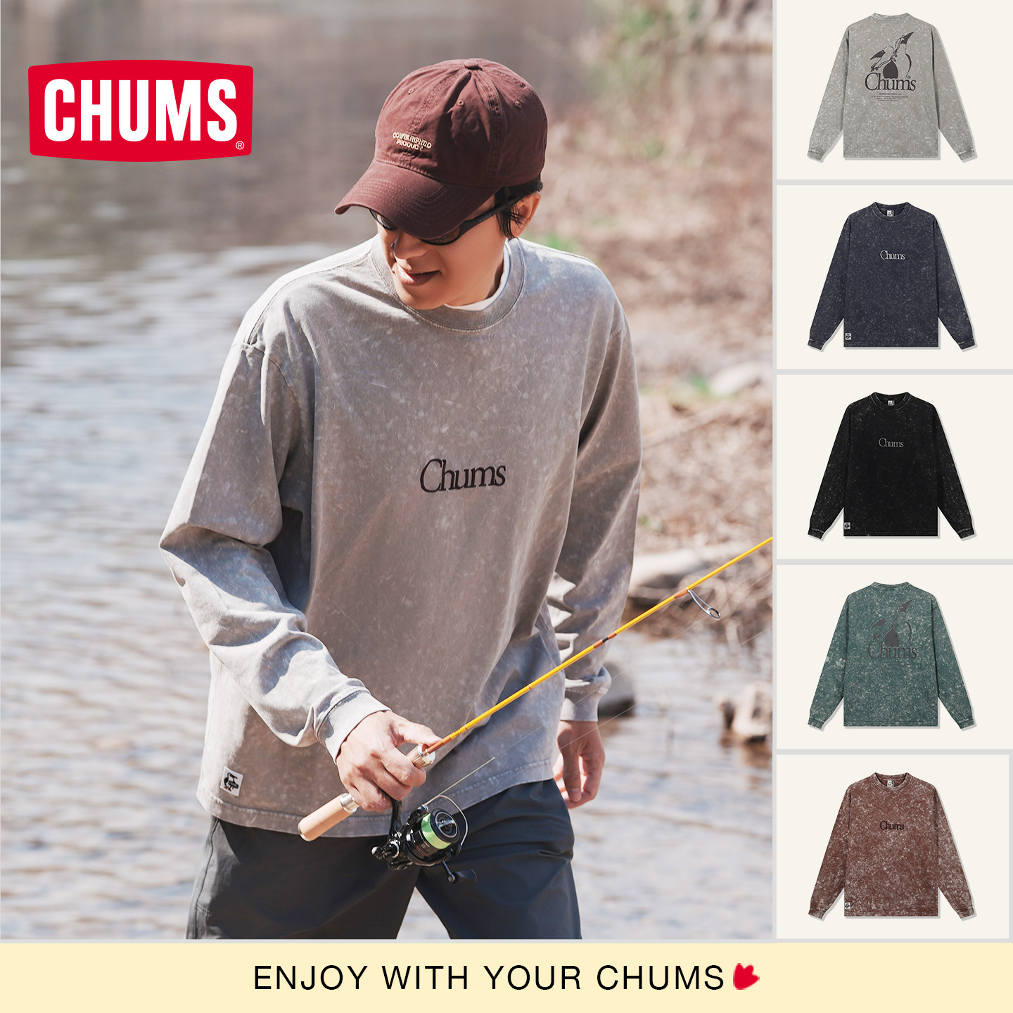 CHUMS洽洽鸟户外运动休闲长袖T恤图片