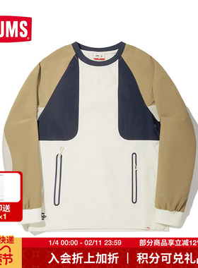 CHUMS洽洽鸟联名运动户外休闲圆领衫男女拼接长袖卫衣CHLN-AAEV