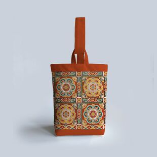 复古国潮中国风敦煌飞天手提袋遛弯水桶包手拎包帆布袋手机收纳包