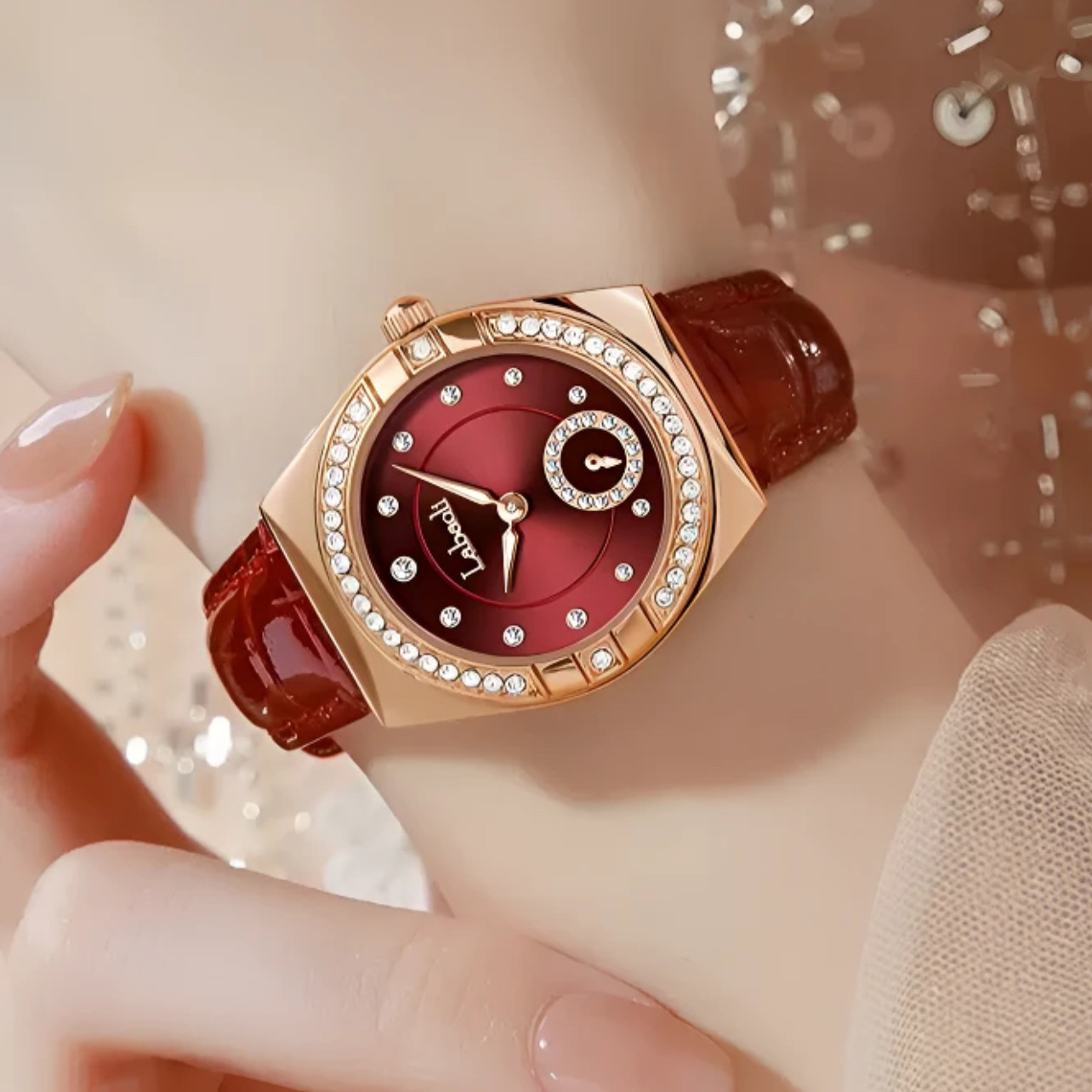 拉宝丽直播同款礼盒轻奢女士腕表气质复古镶钻时尚女表石英表