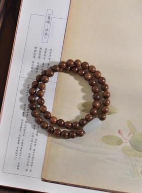 金丝檀6m手串佛珠手链双圈念珠简约民族檀木和田玉文玩古雅男女款