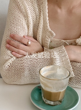 大发试验站 925碎银子天然珍珠弹力绳戒指食指环ins少女精致经典