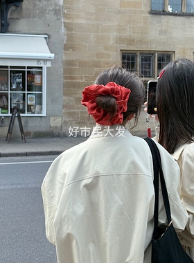 大发试验站 自制进口布料亚麻纯色大肠发圈精致搭配四季头绳ins女