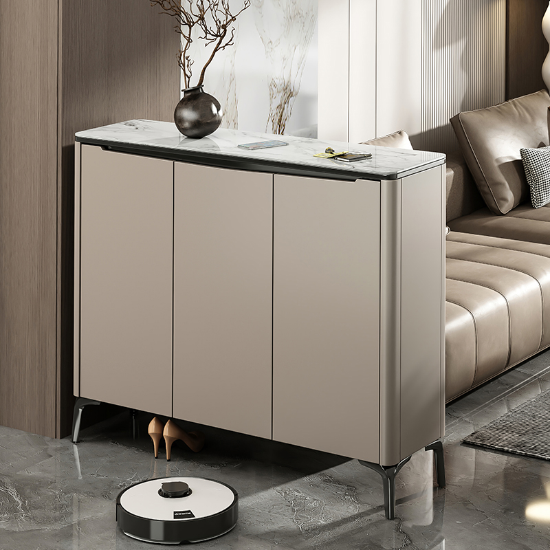 双面鞋柜隔断柜亮光岩板家用门口客厅室内玄关柜大容量烤漆储物柜