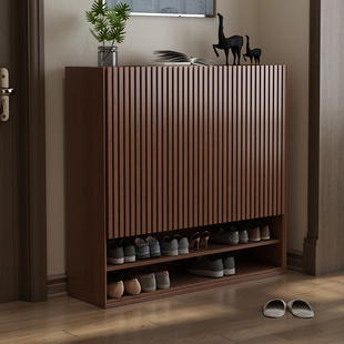 架大容量收纳多层入户门鞋 架 柜家用门口一体玄关柜鞋 实木栅格门鞋