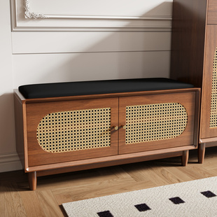 柜一体简约现代家用门口收纳凳小户型入户可坐穿鞋 凳 凳鞋 藤编换鞋