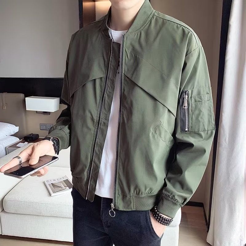 2022新款春秋外套飞行员服工装夹克男棒立领球教练运动休闲潮