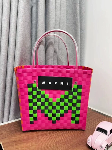 [Пятно] Марни Мани овощная корзина с тканом сумкой 23 Новая благотворительная сумка для покупок вручную ежедневно