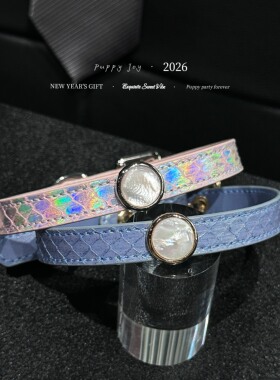 PuppyJoy独家「蓝粉小贝」choker项圈高级手工定制