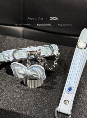 PuppyJoy「蓝色蝴蝶结」新品蟒蛇皮choker项圈项链高级手工定制