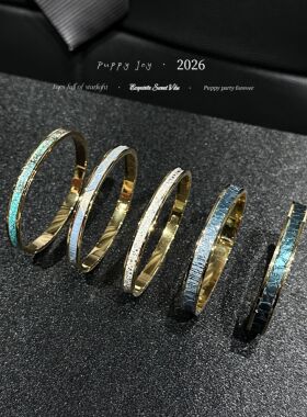 钛钢皮质手镯 PuppyJoy独家手工蜥蜴皮蟒蛇皮手镯原创饰品礼物