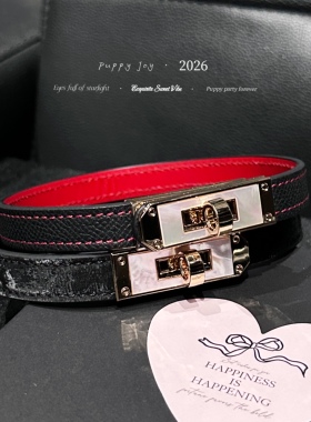PuppyJoy日常「kelly」黑色牛皮项圈中性风百搭款高级手工定制