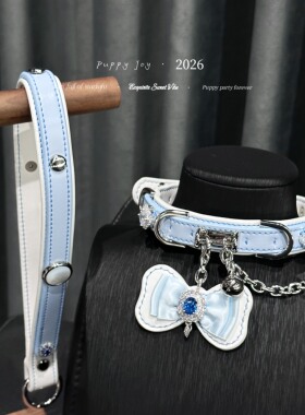 PuppyJoy「蓝色蝴蝶结」choker狗狗项圈手工定制