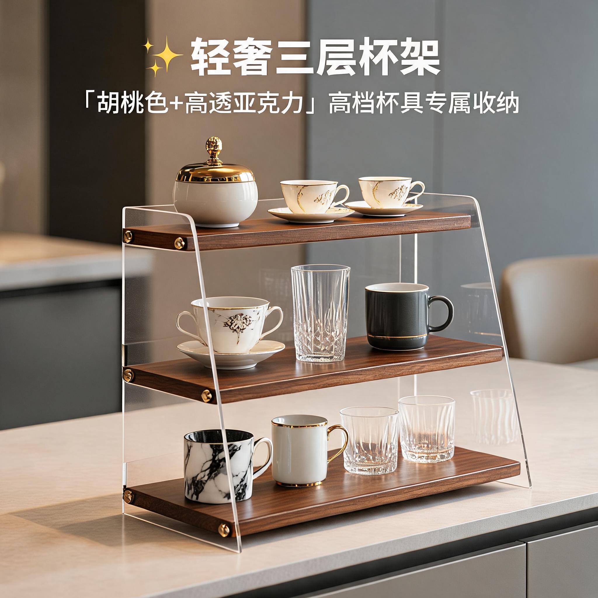 高级感桌面厨房杯架收纳图片
