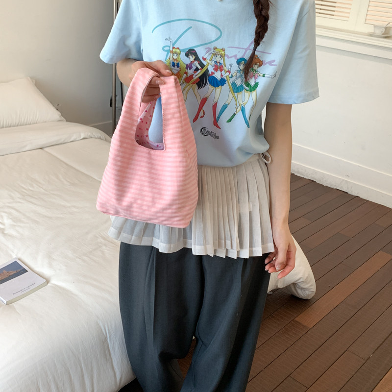 帆布包夏季新款糖果色格子尼龙袋 韩版ins小清新文艺简约女手提包
