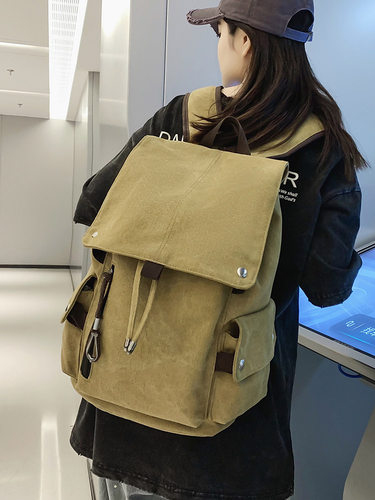女2023新款洋气百搭帆布双肩包