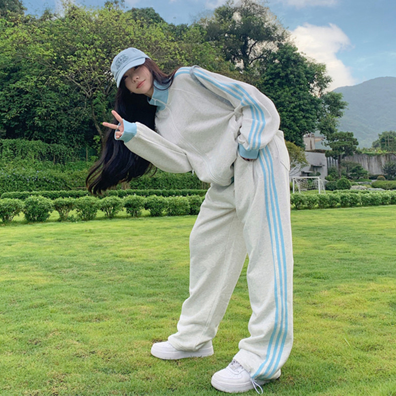 学生宽松显瘦卫衣休闲运动套装女秋季跑步服韩版时尚慵懒风两件套