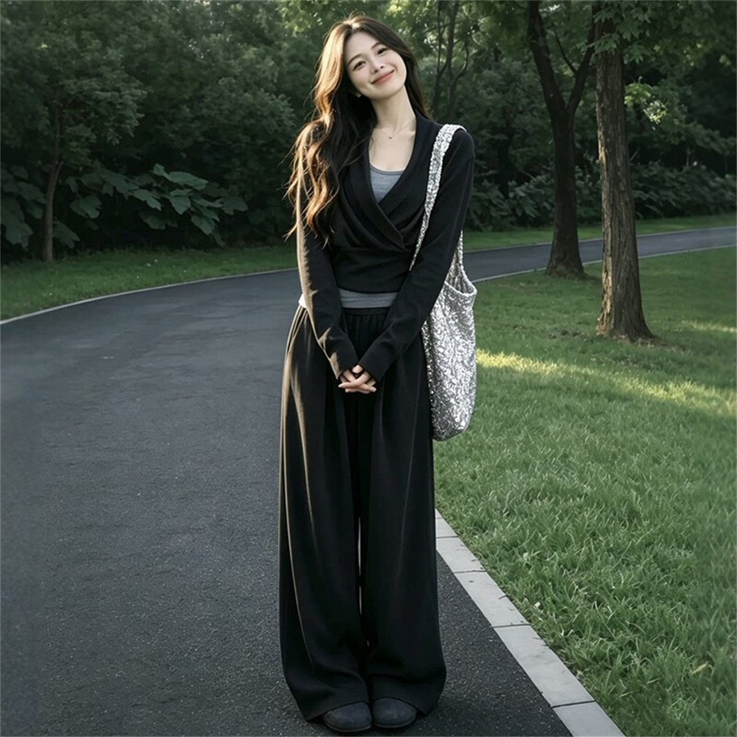 入秋韩系松弛感显瘦卫衣套装女
