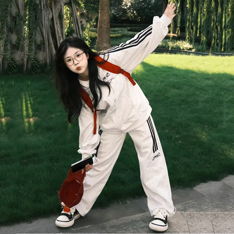 韩系学院风卫衣运动套装女春秋季宽松一整套学生跑步休闲两件套潮