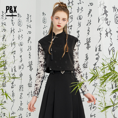 PX宽松国风盘扣长袖纤维盘扣上衣