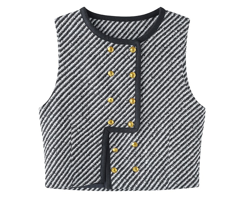 2023 AUTUMN NEW HIGH-END SENSE OF SMALL FRAGRANCE WIND IRREGULAR DIAGONAL STRIPE VEST WOMENS DESIGN SENSE NICHE CHIC COAT