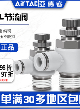 亚德客节流阀气动接头APSL4/6/8/10/12-M5-01-02-05-06-08-A-B