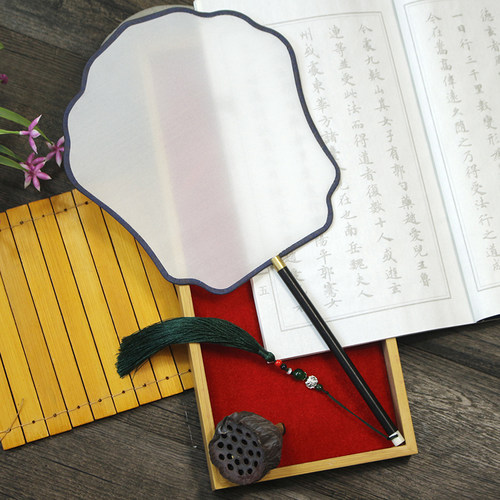 空白团扇diy大号熟绢工笔画婚礼