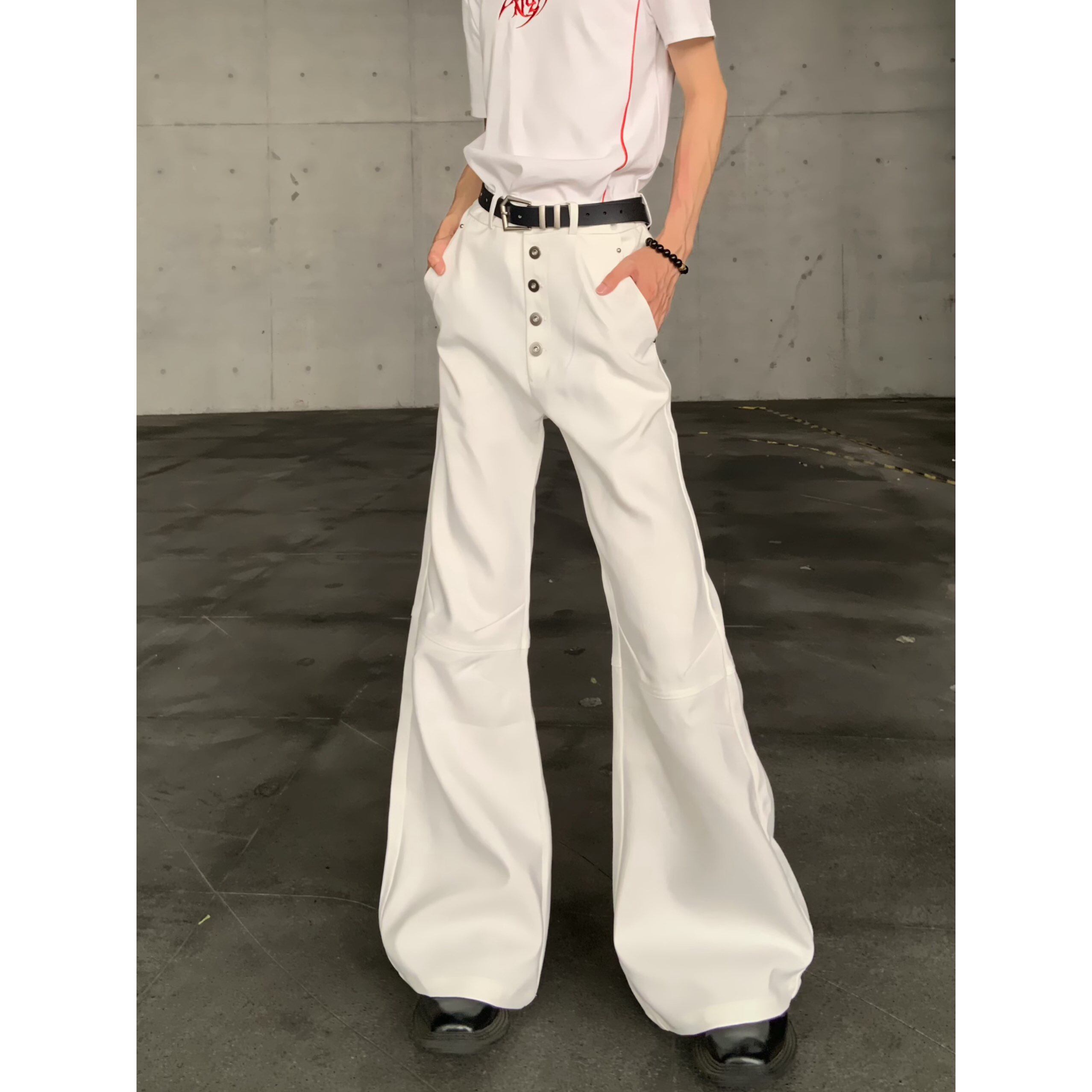 春秋小众潮牌多排扣宽松阔腿西裤