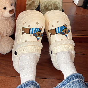 明星同款高跟9CM加绒洞洞鞋女秋冬婚纱照增高结婚拖鞋厚底婚鞋女