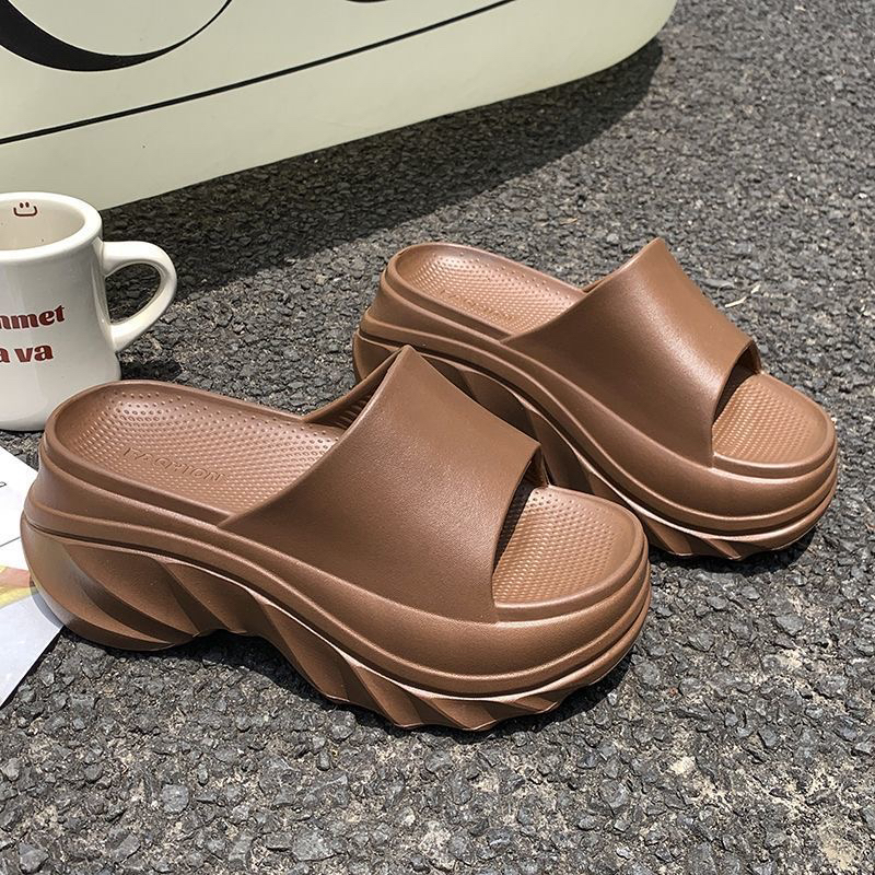 白鹿赵露思同款特高跟拖鞋女夏外穿增高8CM厚底沙滩海边凉拖鞋女