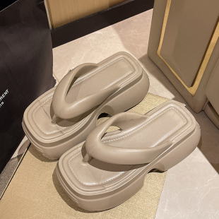 松糕厚底防滑小个子凉拖鞋 超高跟人字拖女夏季 外穿坡跟夹脚沙滩鞋