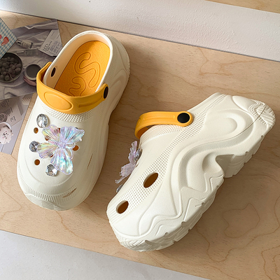 主婚纱神器松糕鞋厚底洞洞鞋10cm不累矮子乐增高鞋小个子结婚拖鞋