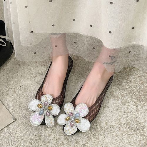 韩国网红小众heavenlyjelly同款尖头水晶鞋女凉鞋DIY鞋饰果冻鞋女