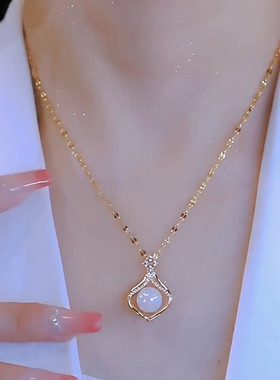 春夏气质百搭微镶荷包珍珠项链女