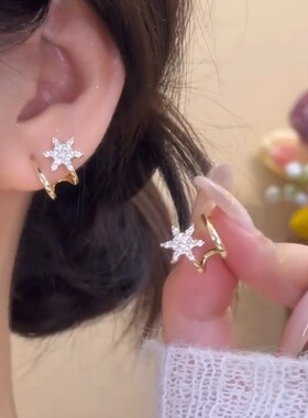 925银针锆石花朵耳钉小众设计感