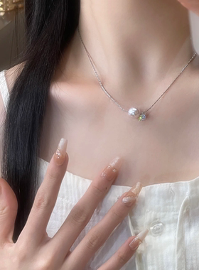 法式珍珠项链女夏ins轻奢锁骨链