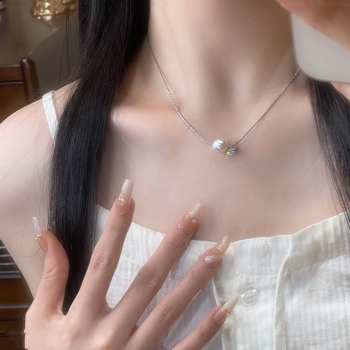 法式珍珠项链女夏ins轻奢锁骨链